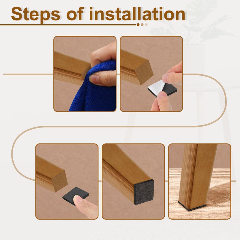 uxcell Felt Strips with Adhesive Backing, 16 Pcs 1/2"" x 6"" x 0.12"" Anti Scratch Furniture Felt Tapes Self-Stick Pads for Protecting Hardwood Floor, White - Image 4